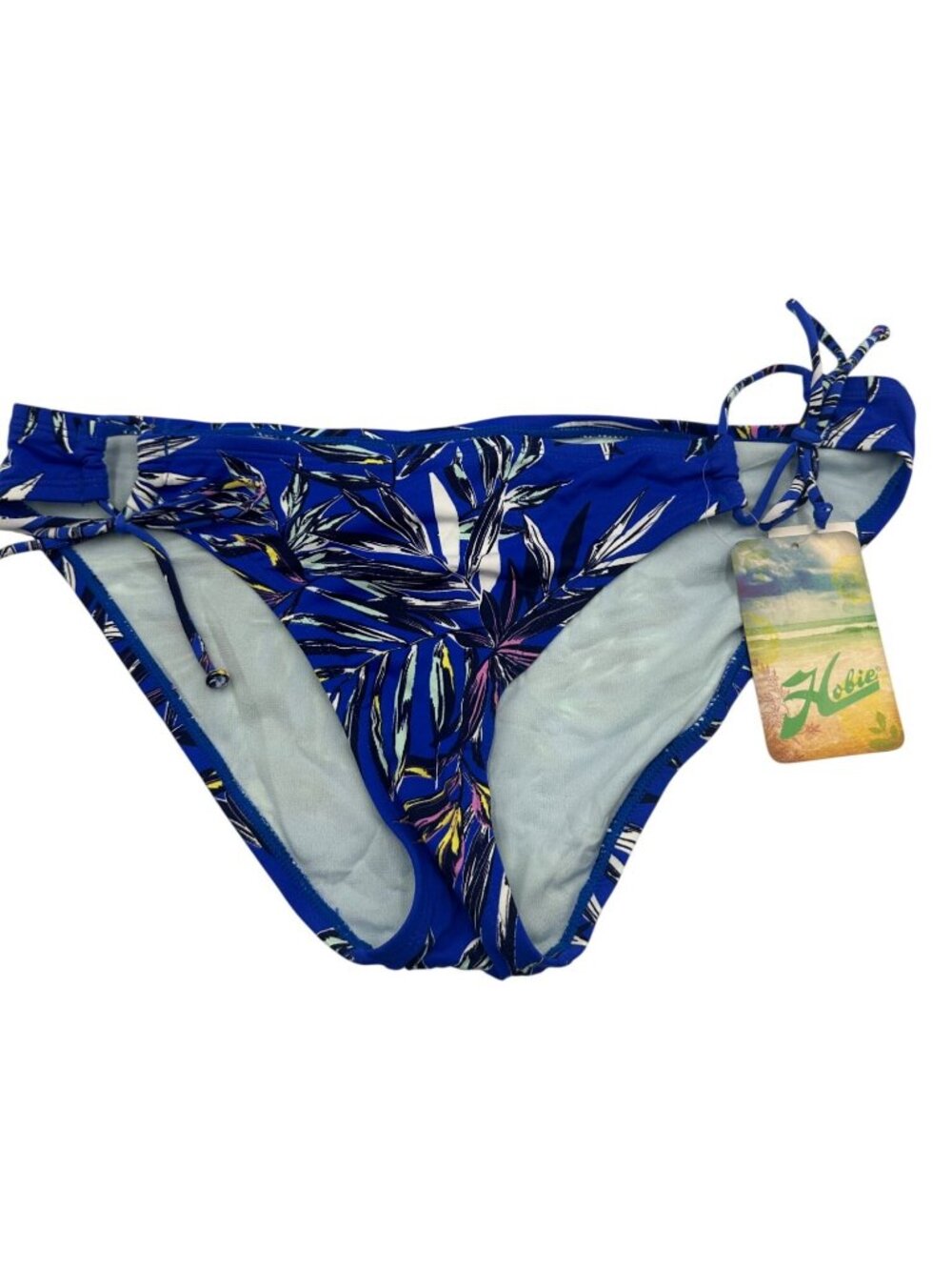 Hobie Womens Blue Floral Print Bikini Bottoms XL Tie Side Swimwear Lightweight